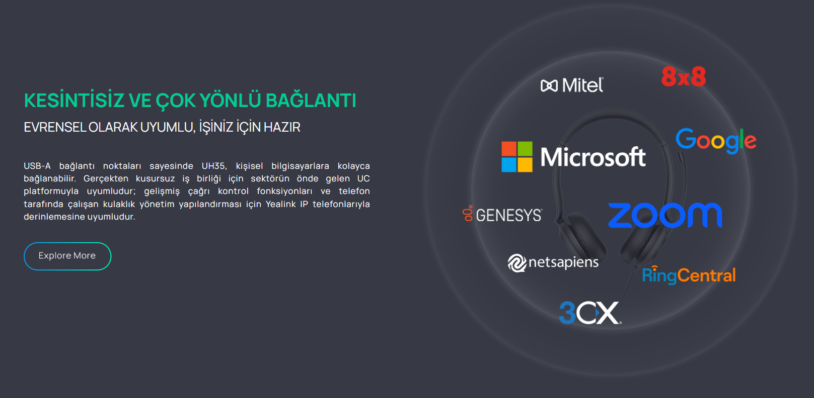 YEALINK UH35 Mikrofonlu Kulaklık